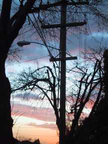Telephone poles in a Berkeley Sunset